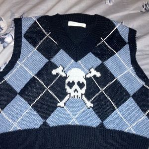 Skull blue and black sweater vest